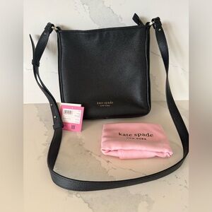 kate spade Black Pebbled Leather Crossbody Small Messenger Bag
